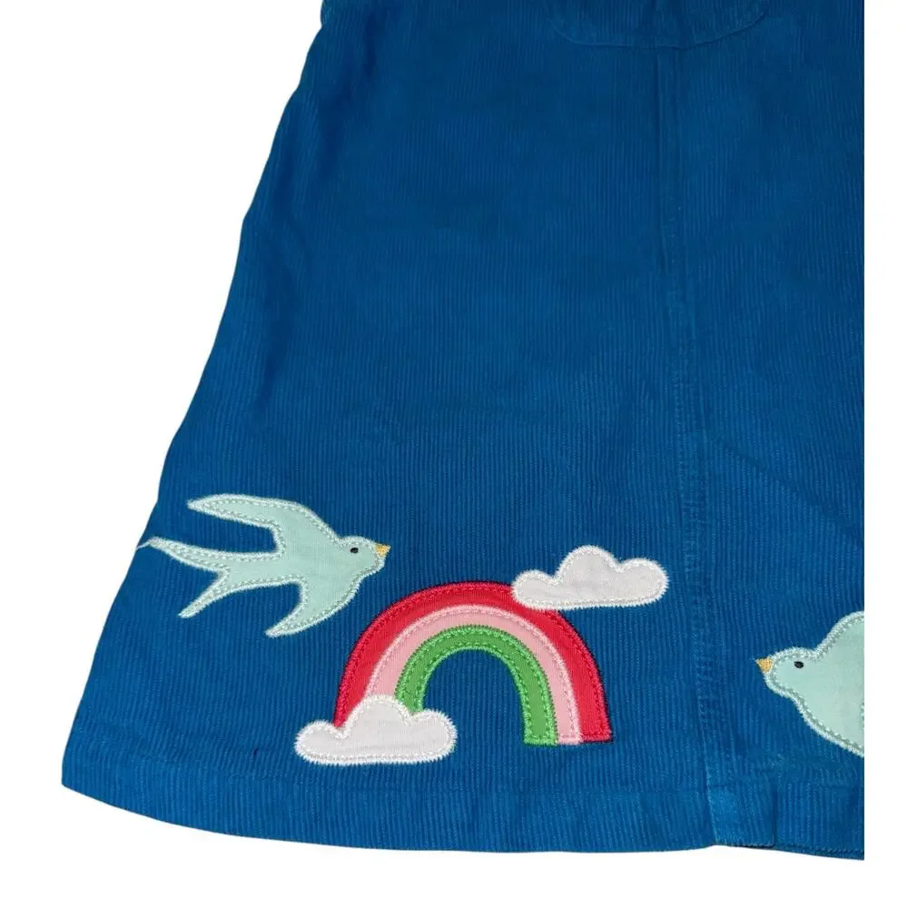 Frugi Rainbow Birds Overall Jumper‎ Dress 5/6 Corduroy Organic Cotton Applique